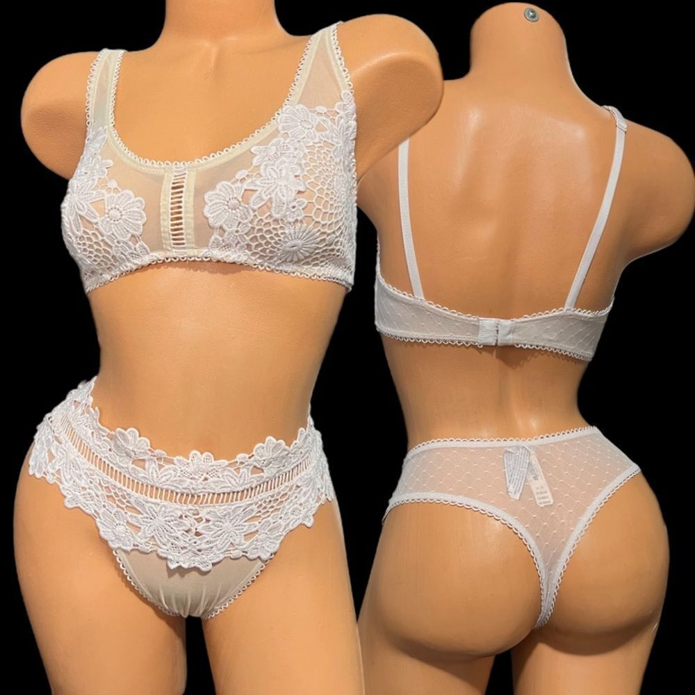 Victoria’s Secret Dream Angels set Mesh Floral Appliqué bralette & panty pink M
